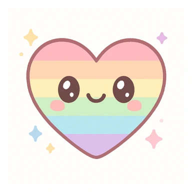gay pride rainbow heart emoji with cute kawaii face and sparkles sticker