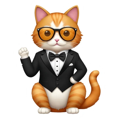 cat wearing cool sunglasses proudly showing off his new tuxedo, stylish, confident pose sticker