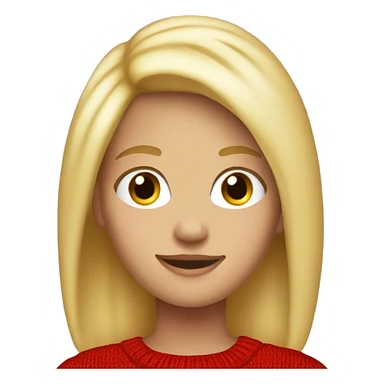 12 Years Old Girl With Blonde Hair, Red Sweater and Black Jeans  sticker