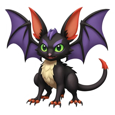  Noibat-Noivern-Trico-Nargacuga-Litten-Hybrid with huge bat wings for ears sticker