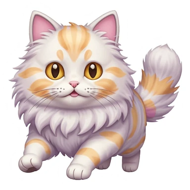 Pastel fluffy cat from a game running  sticker