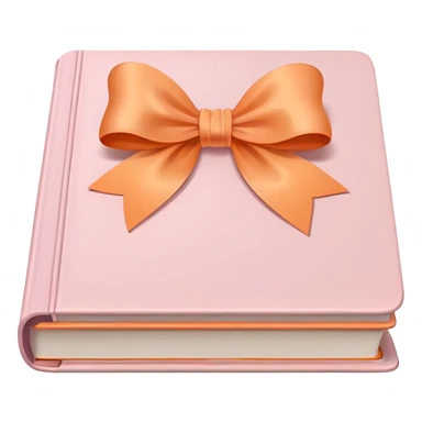 pastel light pink book emoji with a light orange bow on top sticker
