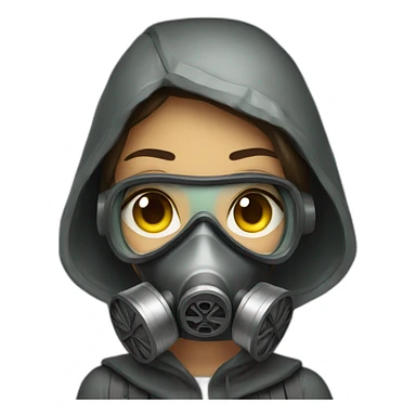 Girl wearing gas mask  sticker