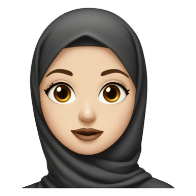 White girl with brown eyes and a black hijab giving a air kiss sticker