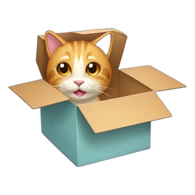 Cat inside cartoon box sticker