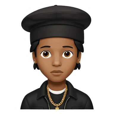 ASAP ROCKY as pretty bratz man with black hat and clothes, black hair sticker