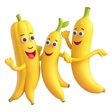 a banana and apple dancing, expressive faces, fun atmosphere sticker