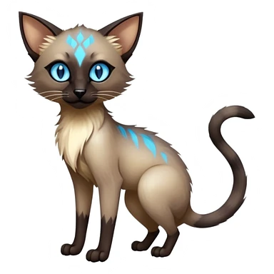 Colorful exotic tropical shiny Fantasy-Siamese-Fakémon-Lykoi-feline-hybrid (full body) sticker