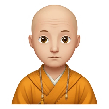 A bald monk in modern American city, wearing traditional robes, calm expression sticker