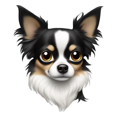 fully only black and white long haired chihuahua sticker