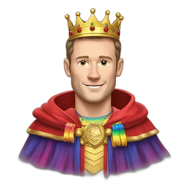 Jonathan Toews as a rainbow king with a royal robe on sticker