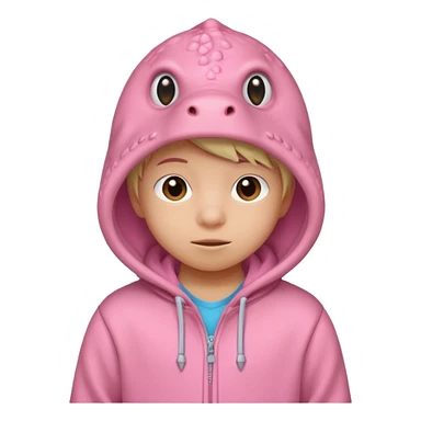 kid in pink dinosaur hoodie sticker