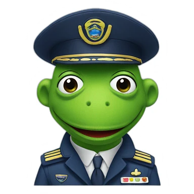 kermit as airline pilot with dark blue uniform sticker