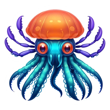 Neon glowing jellyfish-crab-squi sticker