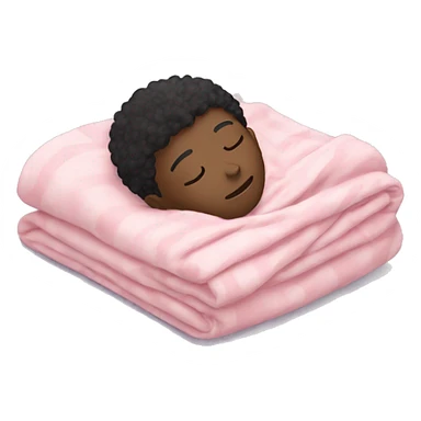 Black boy sleeping with pastel pink blanket sticker