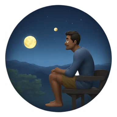 Man watching the moon admiringly sticker
