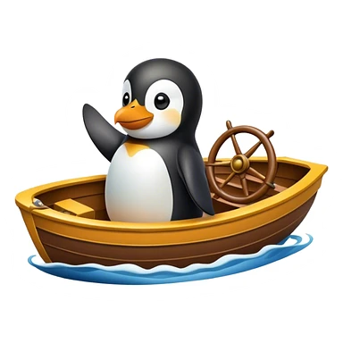 Penguin driving a boat sticker
