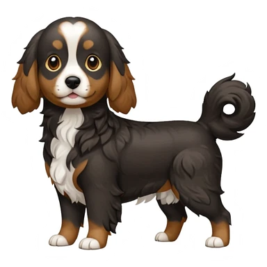 Black medium size mixed cocker shitsu dog, stand like full body dog emoji sticker
