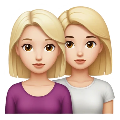 Blonde girl with brunette girl sticker