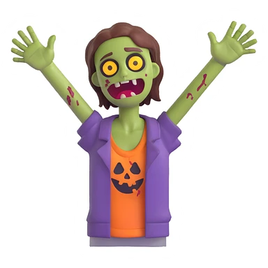 zombie emoji, tattered clothes, arms outstretched sticker