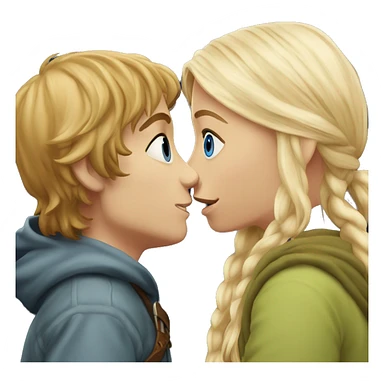 Pippin- hobbit with blue eyes wearing normal hoodie kissing pretty blonde girl  sticker