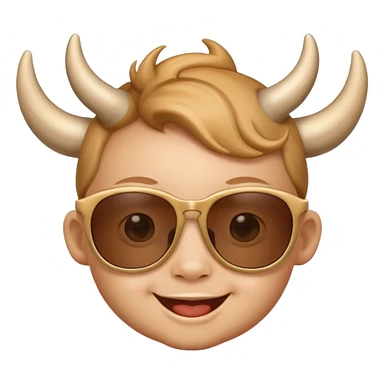baby with horns and sunglasses sticker