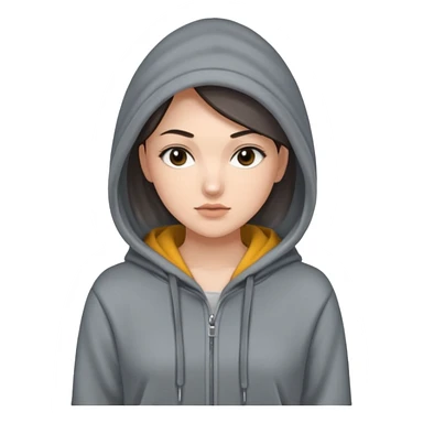 Sasha Gray in big gray hoodie full height sticker