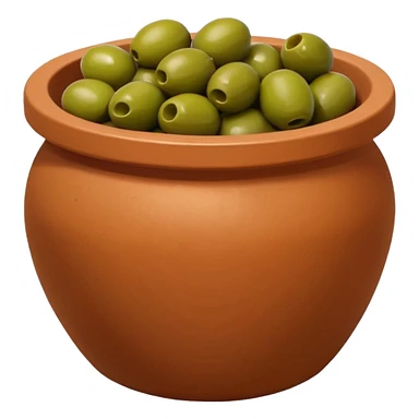 An emoji of a simple clay pot filled with olives. sticker