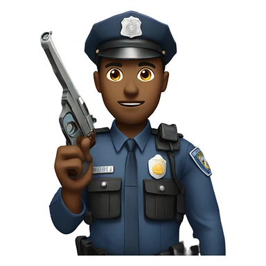 police with pistol on hand sticker