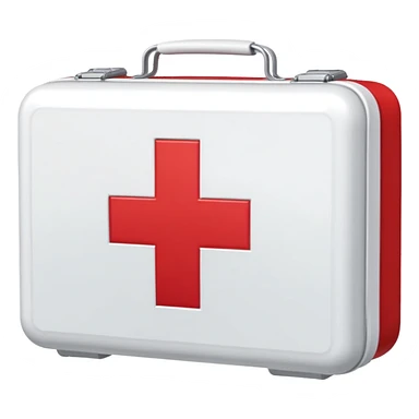 First aid kit with a red cross sticker
