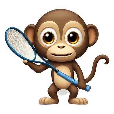 A cute monkey holding a tennis racket sticker