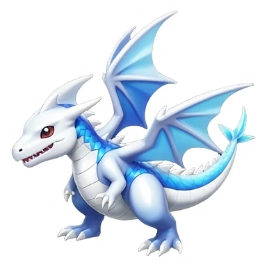 Black and white colorful gradient shiny glossy Fakémon-Digimon-Gabite-Sharpedo-Dragonite-Reshiram-Zekrom-creature-hybrid (full body) sticker