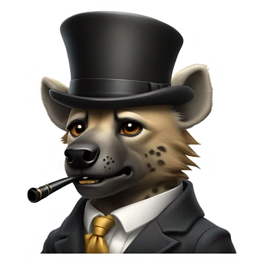 Male, muscular, hyena, smoking pipe, top hat, fancy, high class sticker