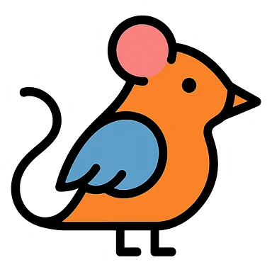 minimal modern icon style hybrid animal combining a rat and a bird, flat colors sticker