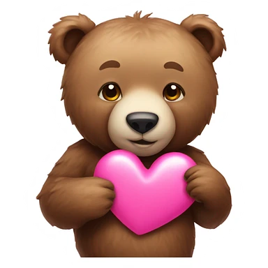 Bear with pink heart sticker
