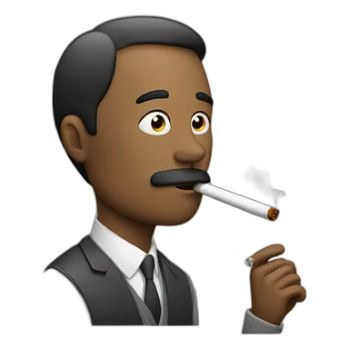 Men smoking cigarette with smoke sticker