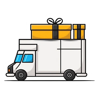 delivery truck with packages sticker