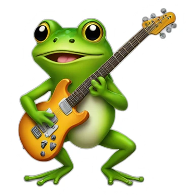 Frog with electric guitar sticker