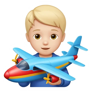 child playing with plane sticker