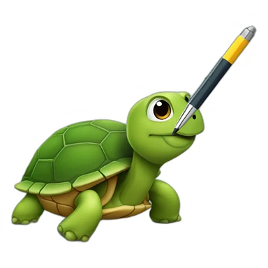 Une tortue qui mange un stylo sticker
