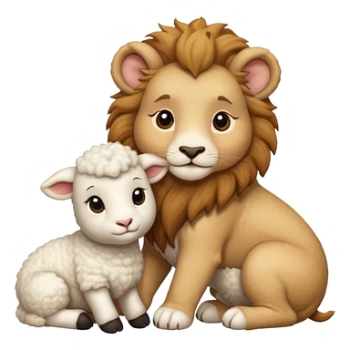 Lion and lamb cute sticker