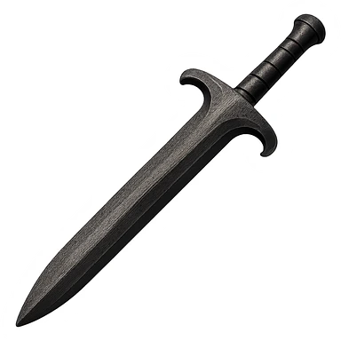 Make this steel sword 10% darker, keep it crisp, shiny, and slightly fancier than iron, realistic metallic steel, emoji style, transparent background. sticker