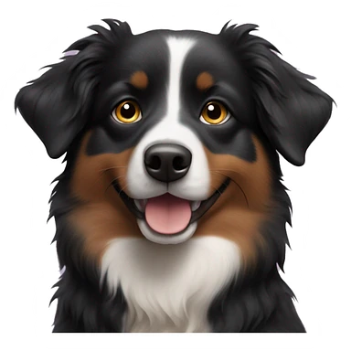 Small black australian shepherd dog with dessert  sticker