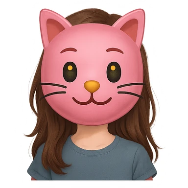 face with pink cat mask emoji, digital illustration girl, remove background sticker