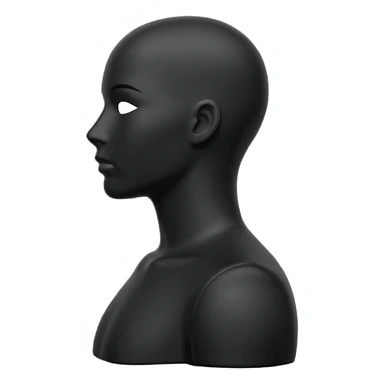 Minimalistic flat vector icon, iOS style, thin black contour on white background. Matte black mannequin in profile in 3D monochrome style. sticker