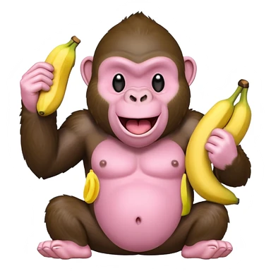 A light pink emoji gorilla holding a banana sticker