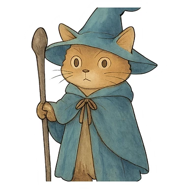ghibli style wizard cat sticker