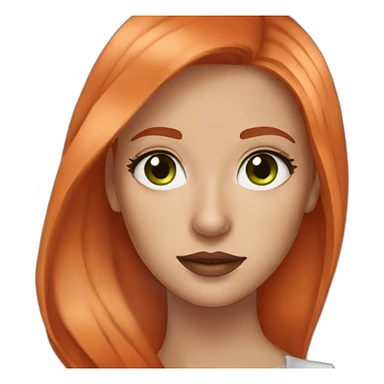 girl orange-red straight hair shoulders lenght  brown and green eyes red lips vitiligo sticker