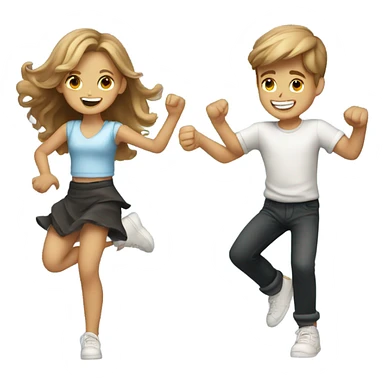 boy and girl dancing spin style with light brown hair sticker