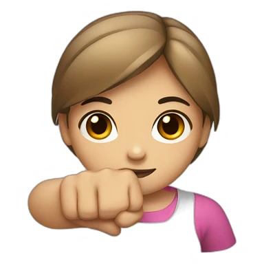 Straight girl showing forearms with a fist sticker